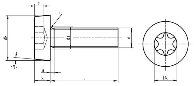 ISO 14580 TX Cylinder screw low head TORX drive ISO 14580 TX Cylinder screw low head TORX drive