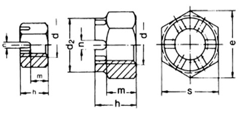 ISO 7037 Hexagon Slotted Castle Nuts ISO 7037 Hexagon Slotted Castle Nuts
